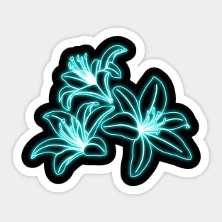 Blue neon lys Flowers Sticker